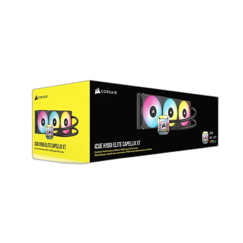 Corsair iCUE H150i Elite Capellix XT — 360mm AIO · 3x 120mm · RGB · 300W TDP