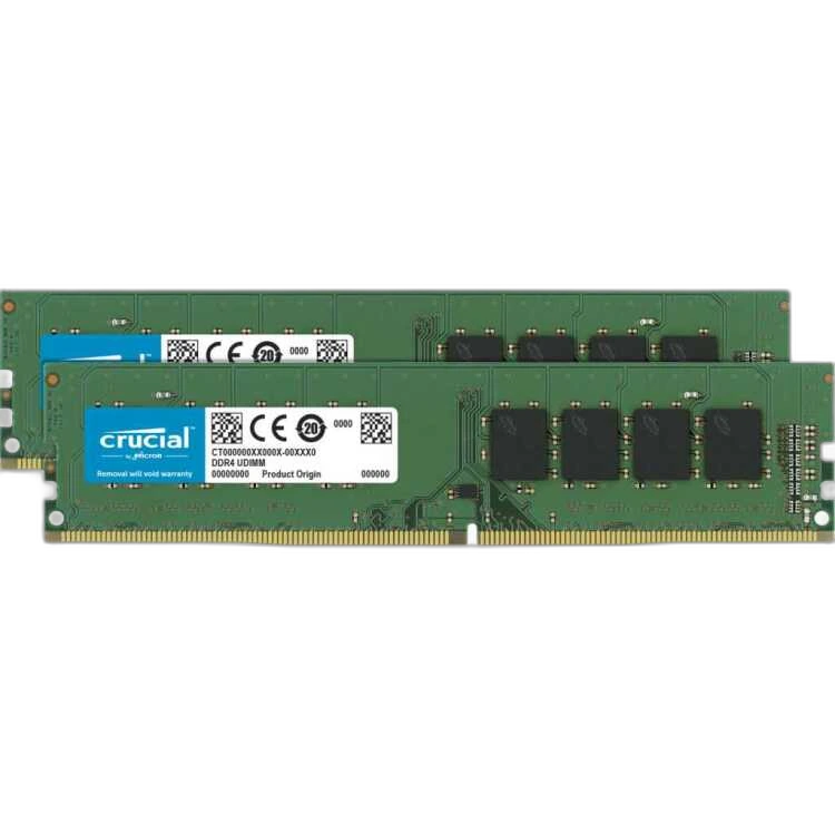 Crucial 16GB DDR4-3200 UDIMM — 16GB (1x16GB) · DDR4-3200 · CL22 · Micron chips