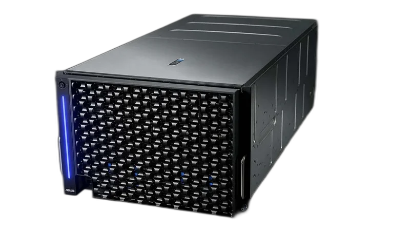 ASUS ESC N8-E11 8-GPU AI Server — 8U · 2× Xeon Platinum 8480+ · 2TB DDR5 · 8× H100 80GB SXM5 · 8× 3.84TB NVMe