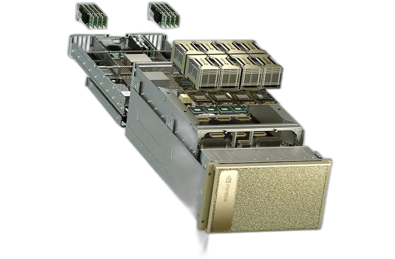 NVIDIA DGX A100 8-GPU AI System — 6U · 2× AMD EPYC 7742 · 1TB DDR4 · 8× A100 80GB SXM4 · 15TB NVMe