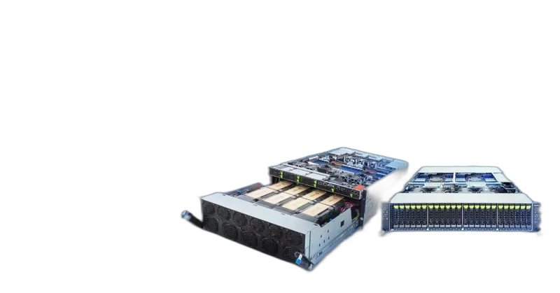 Gigabyte G593-SD0 8-GPU AI Server — 5U · 2× Xeon Platinum 8592+ · 2TB DDR5 · 8× H100 80GB SXM5 · 8× 3.84TB NVMe