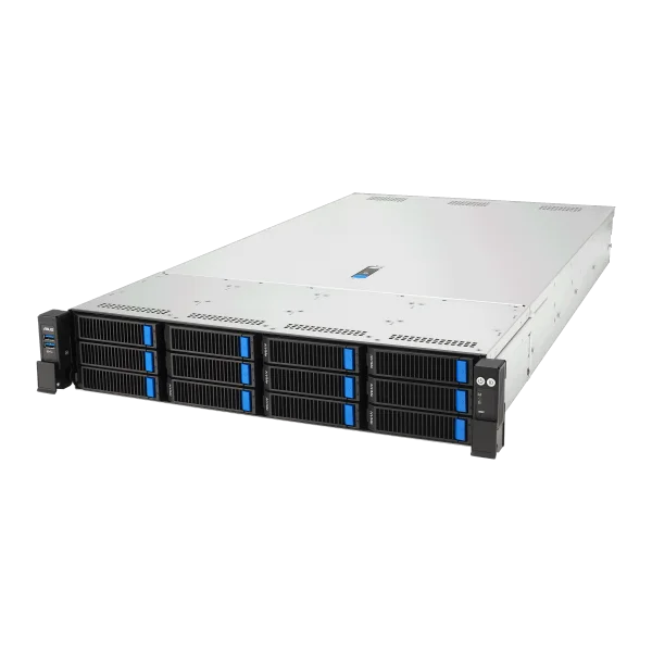 ASUS RS720A-E12-RS12 2U AMD EPYC Server — 2U · Dual AMD EPYC 9354 · 256GB DDR5 · 12× 2.5" NVMe