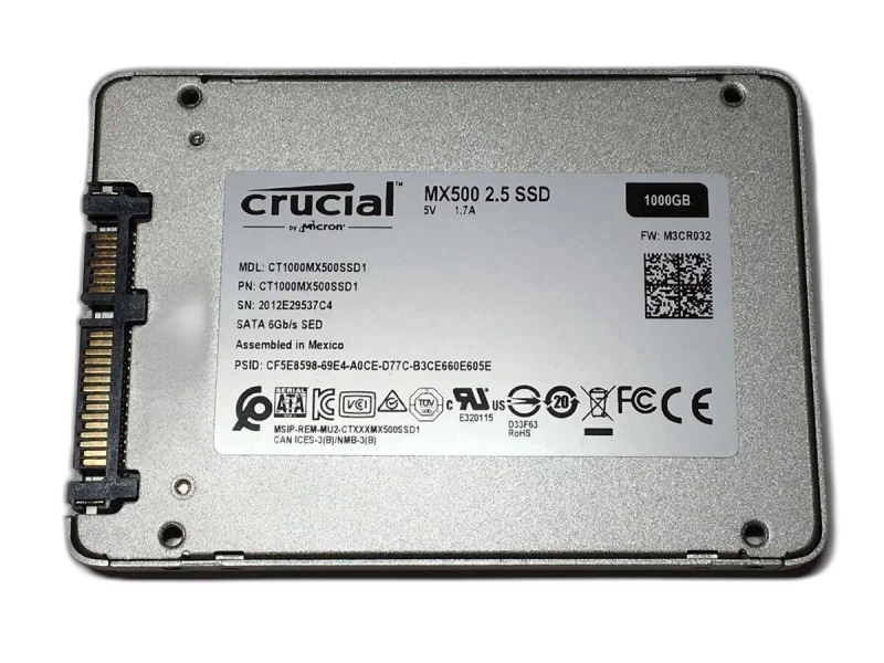 Crucial MX500 1TB SATA SSD — 1TB · SATA III · 560 MB/s · 2.5 inch