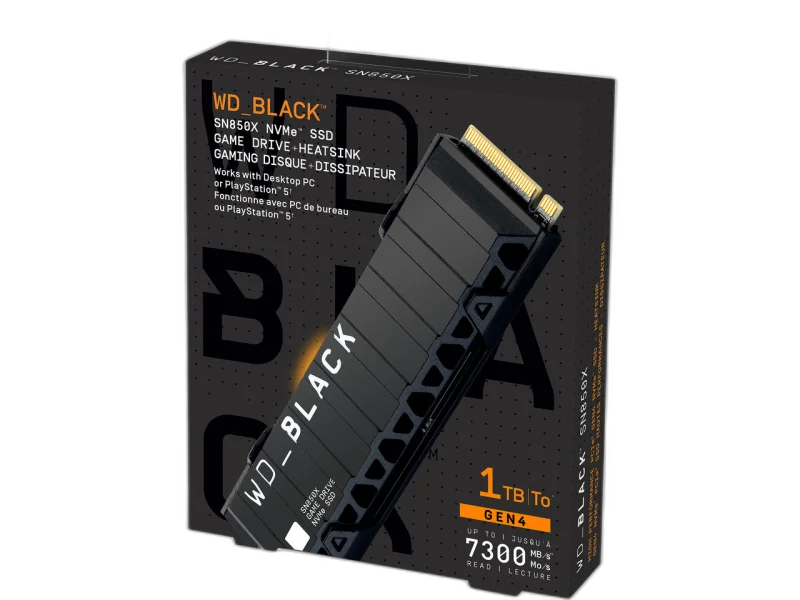 WD Black SN850X 1TB NVMe SSD — 1TB · PCIe 4.0 NVMe · 7300 MB/s