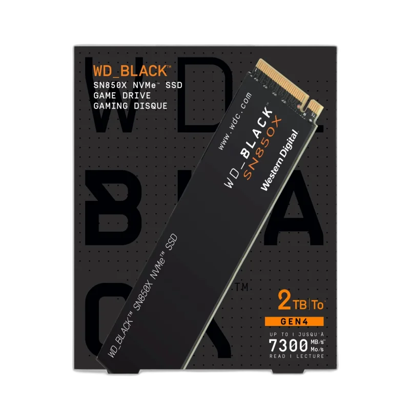 WD Black SN850X 2TB NVMe SSD — 2TB · PCIe 4.0 NVMe · 7300 MB/s